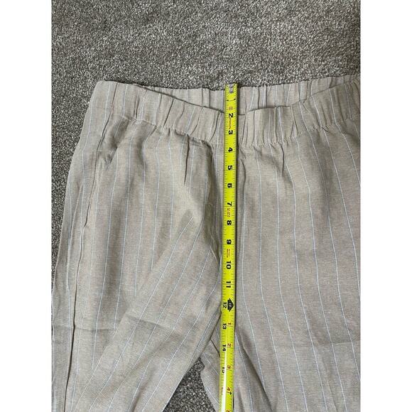 NWT Land'n Sea Linen Coastal Beachy Elastic Waist Pocket Striped Capri Cream L - Picture 9 of 10